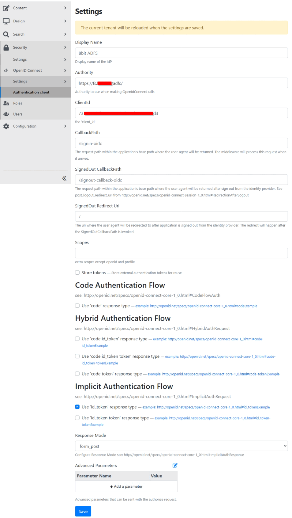 Configuring Orchard Core for AD (AD FS) Authentication